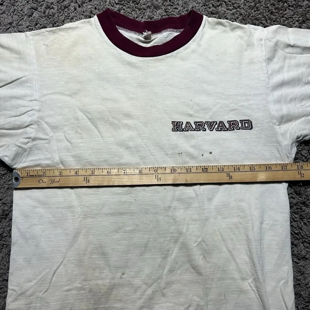 Vintage 50s Harvard University Champion Running Man Ringer Tshirt Thrashed Small - Picture 4 of 12